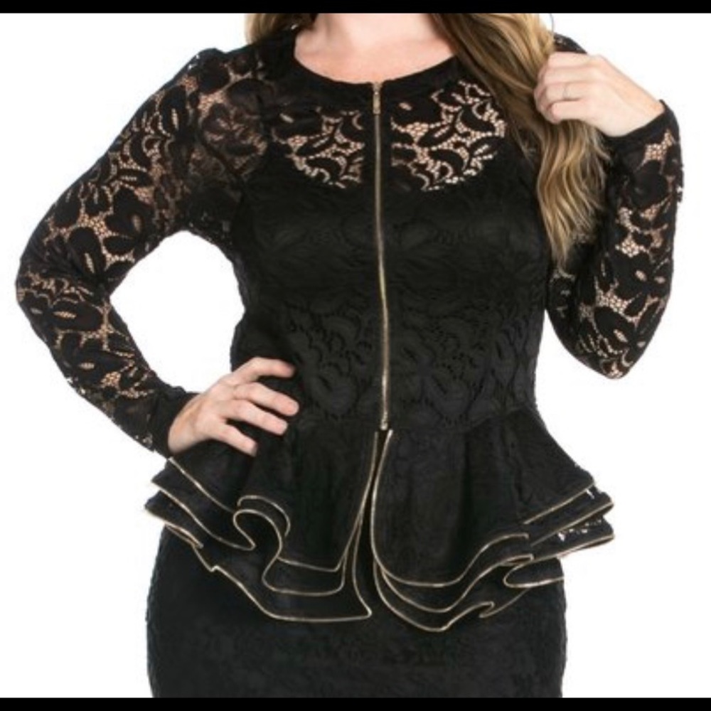 Black lace peplum top